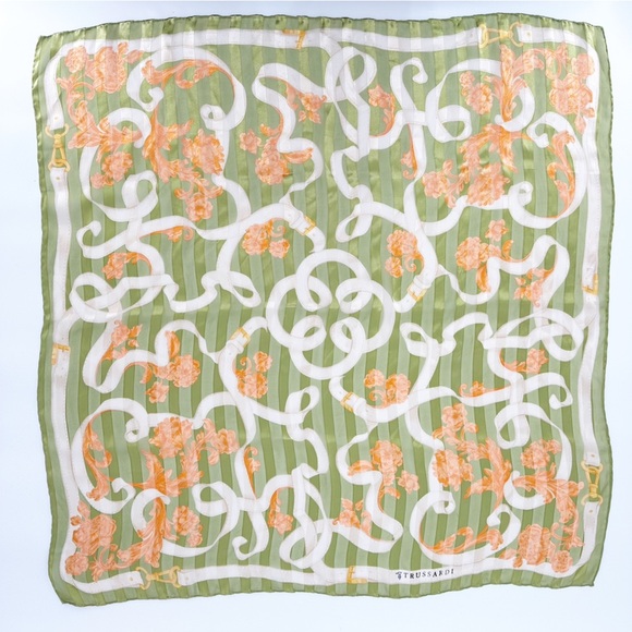 TRUSSARDI Vintage Silk Scarf 34 x 34 inches - Picture 2 of 5